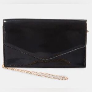 Steve Madden Bworldly Black Patent Shoulder Purse Golden chain Perfect party bag